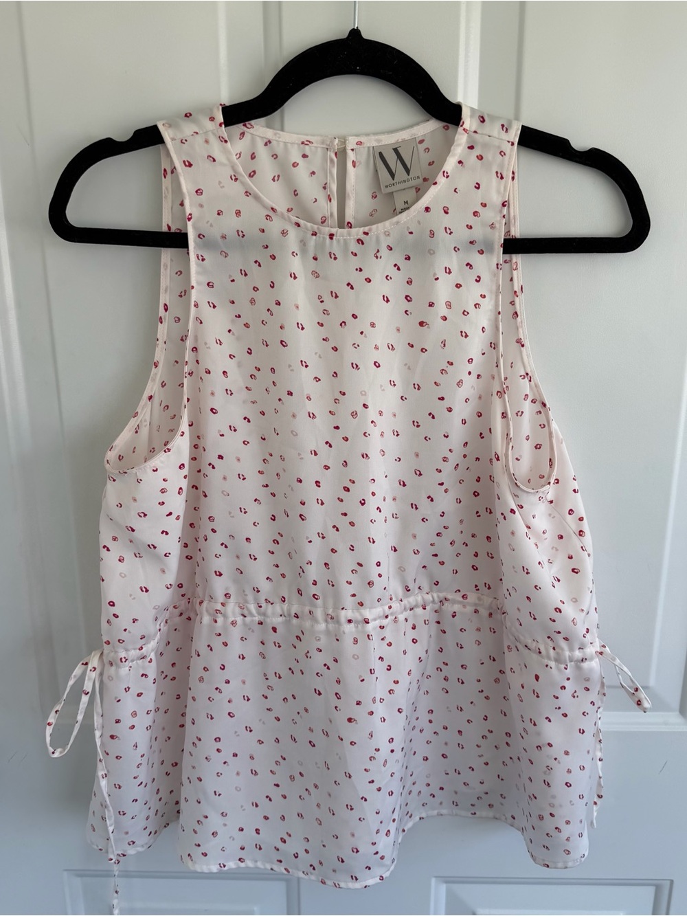 Worthington Women's Patterned Tank Top Blouse Size M White And Red EUC
